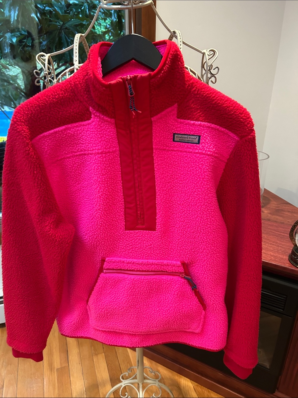 Vineyard Vines Kids Sherpa Pullover - Bright Pink & Red